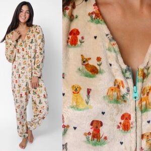 Natural Life Fleece Onesie Pajamas- Dog Park - XL